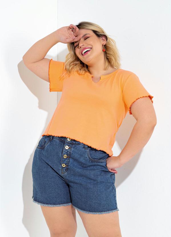 Blusa (Laranja) com Frufru Plus Size