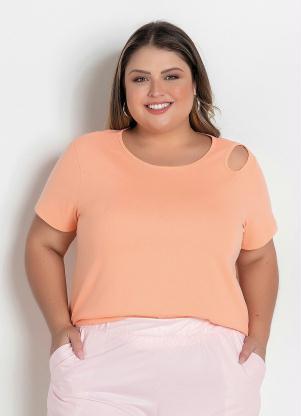 Blusa (Laranja) com Recorte Vazado Plus Size