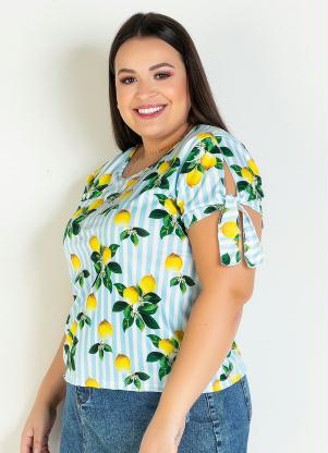 Blusa (Listrada) com Amarra��o Plus Size