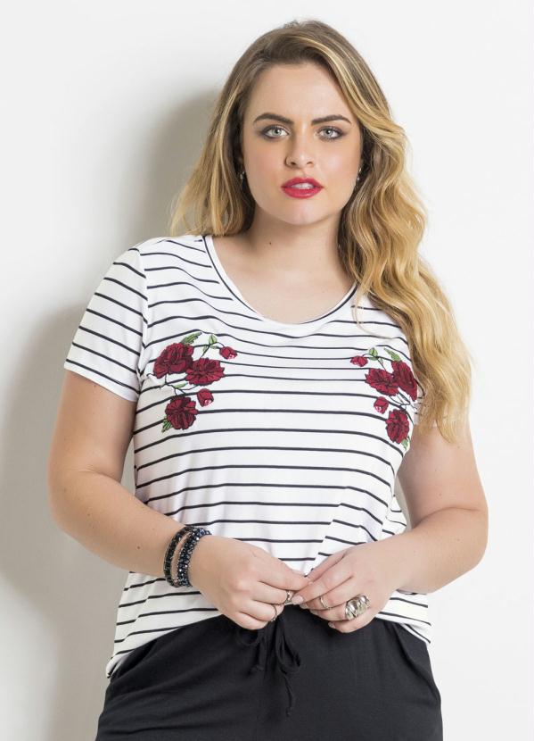 blusa listrada plus size