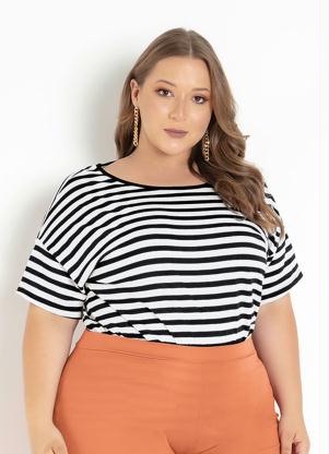 Blusa (Listrada) com Pregas Plus Size