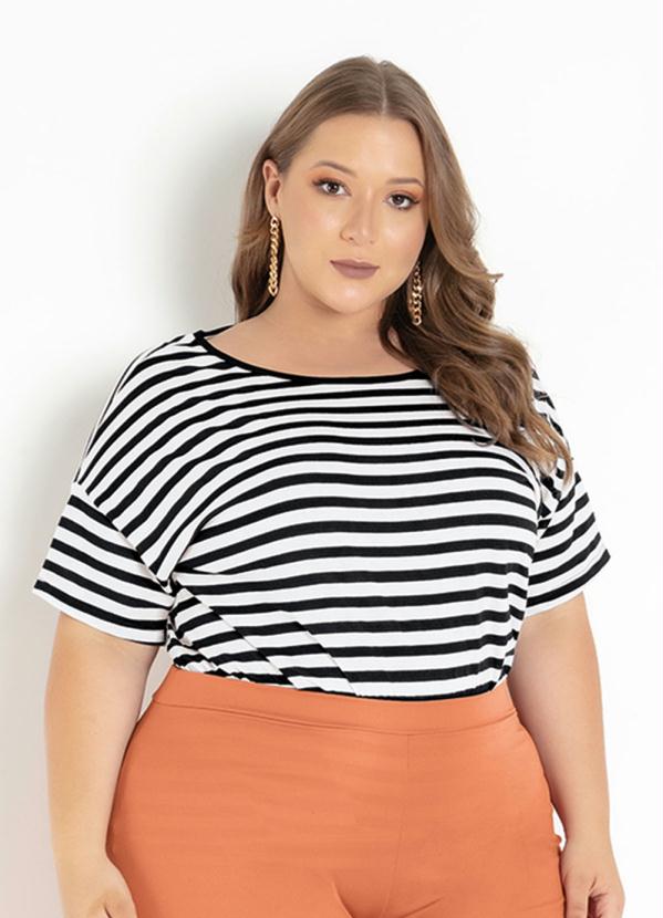 Blusa (Listrada) com Pregas Plus Size