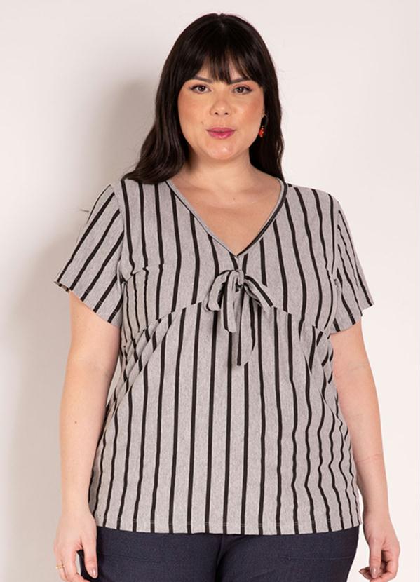Blusa (Listrada Mescla) com Amarração Plus Size Blusa (Listrada Mescla) com Amarração Plus Size