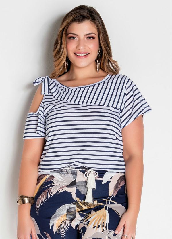 blusa listrada plus size