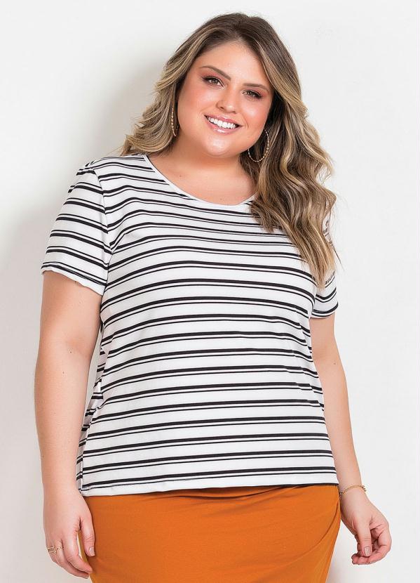 blusa listrada plus size