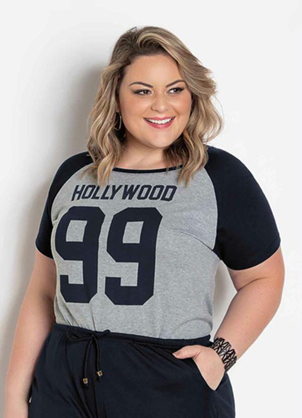 Blusa Manga Raglan (Mescla e Preta) Marguerite