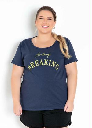 Blusa (Marinho) com Estampa Neon Plus Size