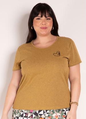 Blusa (Mescla Amarela) com Bordado Plus Size Blusa (Mescla Amarela) com Bordado Plus Size