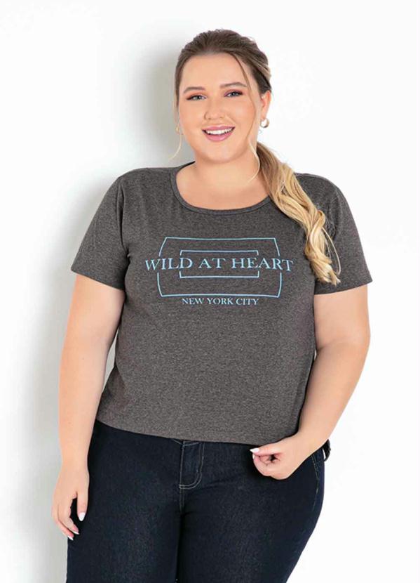 Blusa (Mescla Chumbo) com Estampa Plus Size Blusa (Mescla Chumbo) com Estampa Plus Size