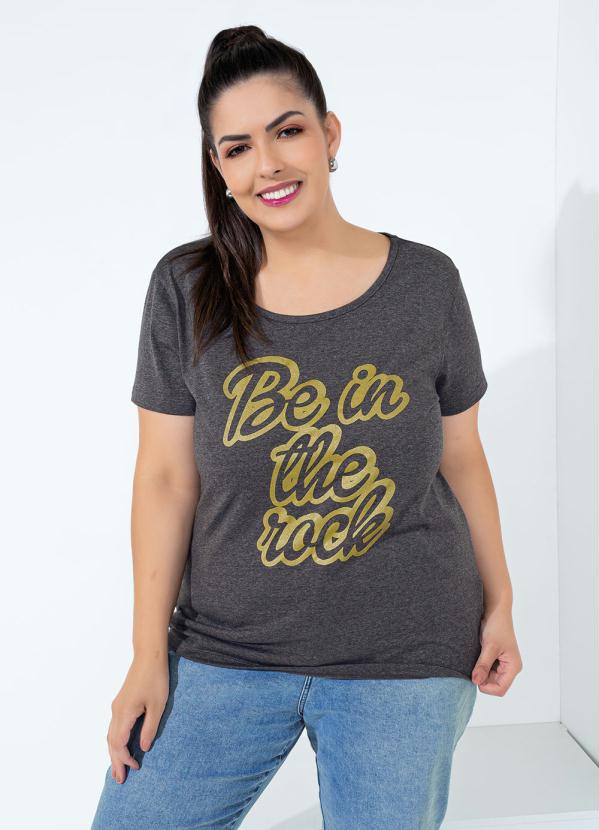 Blusa (Mescla) com Estampa Metalizada Plus Size Blusa (Mescla) com Estampa Metalizada Plus Size