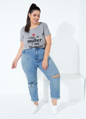 Blusa (Mescla) com Estampa na Frente Plus Size Blusa (Mescla) com Estampa na Frente Plus Size