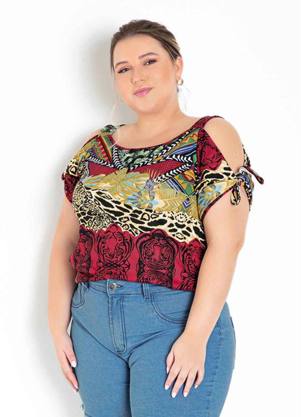 Blusa (Mix de Estampas) Ombro Vazado Plus Size Blusa (Mix de Estampas) Ombro Vazado Plus Size