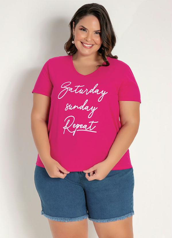 Blusa (Pink) com Estampa com Brilho Plus Size Blusa (Pink) com Estampa com Brilho Plus Size