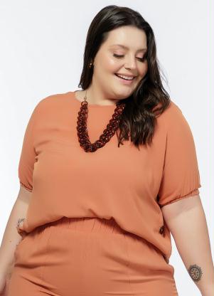 Blusa Plus Size (Ferrugem) com Botões na Laterais Blusa Plus Size (Ferrugem) com Botões na Laterais