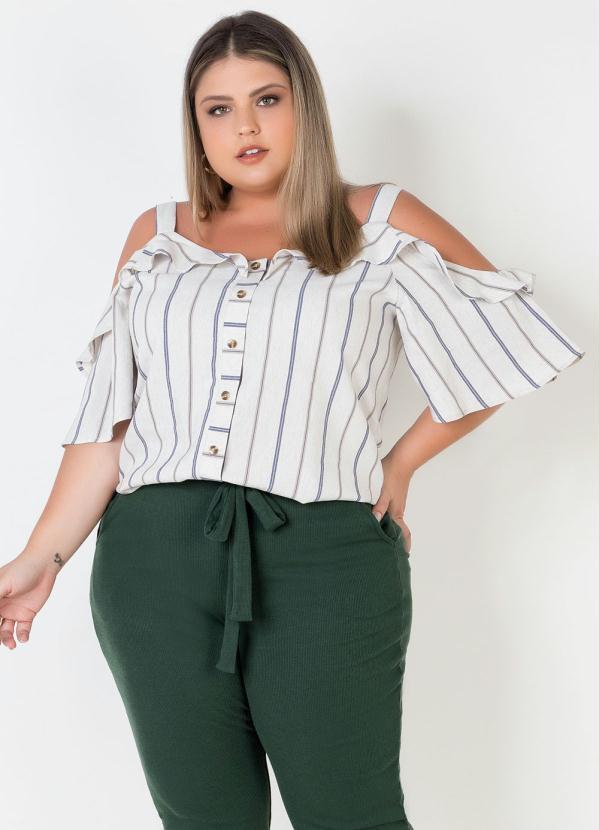 blusa de babado plus size