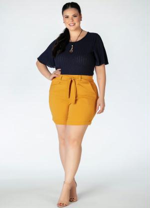 Blusa Plus Size (Marinho) com Mangas Evas�