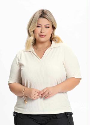 Blusa Plus Size (Off White) com Gola