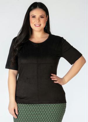 Blusa Plus Size (Preta) com Nervura Blusa Plus Size (Preta) com Nervura