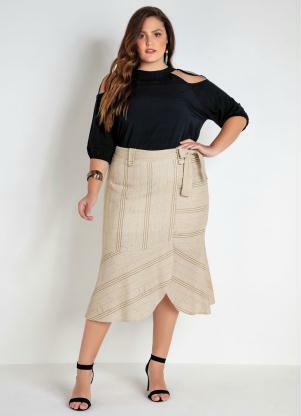 Blusa Plus Size (Preta) com Ombros Vazados Blusa Plus Size (Preta) com Ombros Vazados