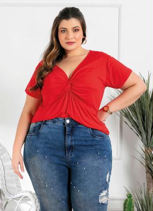 Blusa Plus Size (Vermelha) com Frente Torcida
