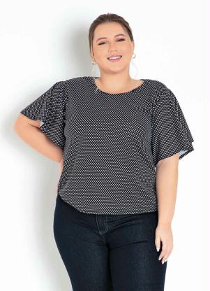 Blusa (Poá) com Mangas Amplas Plus Size Blusa (Poá) com Mangas Amplas Plus Size