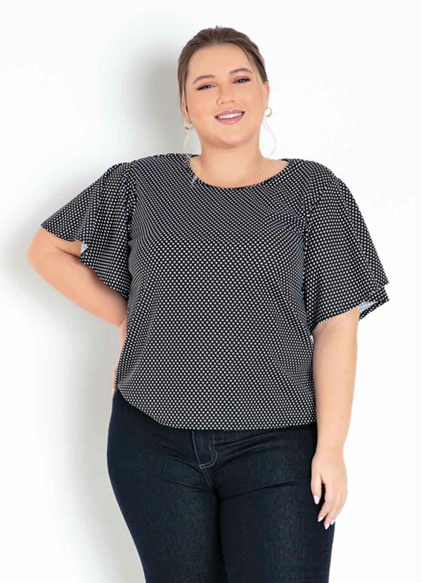 Blusa (Poá) com Mangas Amplas Plus Size Blusa (Poá) com Mangas Amplas Plus Size