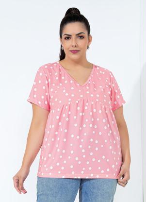 Blusa (Po� Rosa) com Franzidos Plus Size