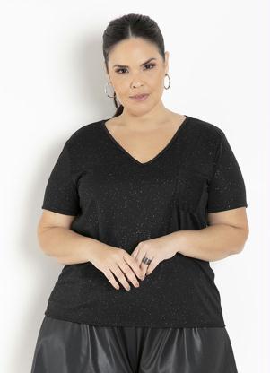 Blusa (Preta) com Brilho Plus Size Blusa (Preta) com Brilho Plus Size