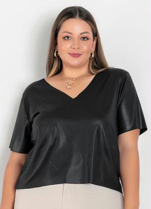 Blusa (Preta) com Corte a Fio Plus Size
