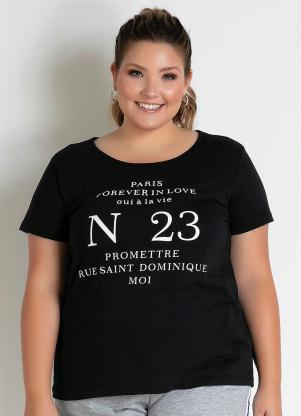 Blusa (Preta) com Estampa na Frente Plus Size Blusa (Preta) com Estampa na Frente Plus Size