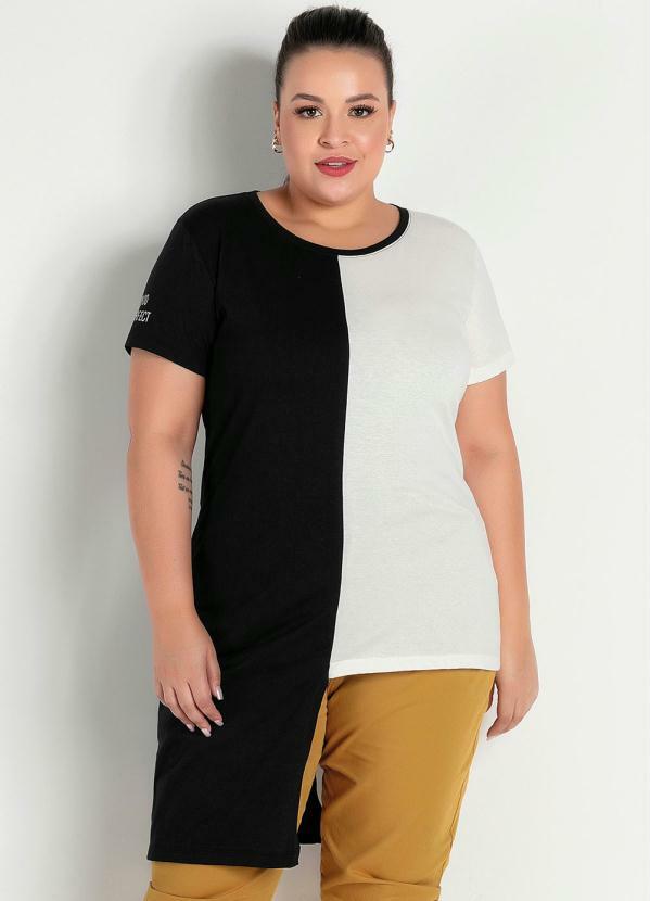 Blusa (Preta e Off White) Assimétrica Plus Size Blusa (Preta e Off White) Assimétrica Plus Size