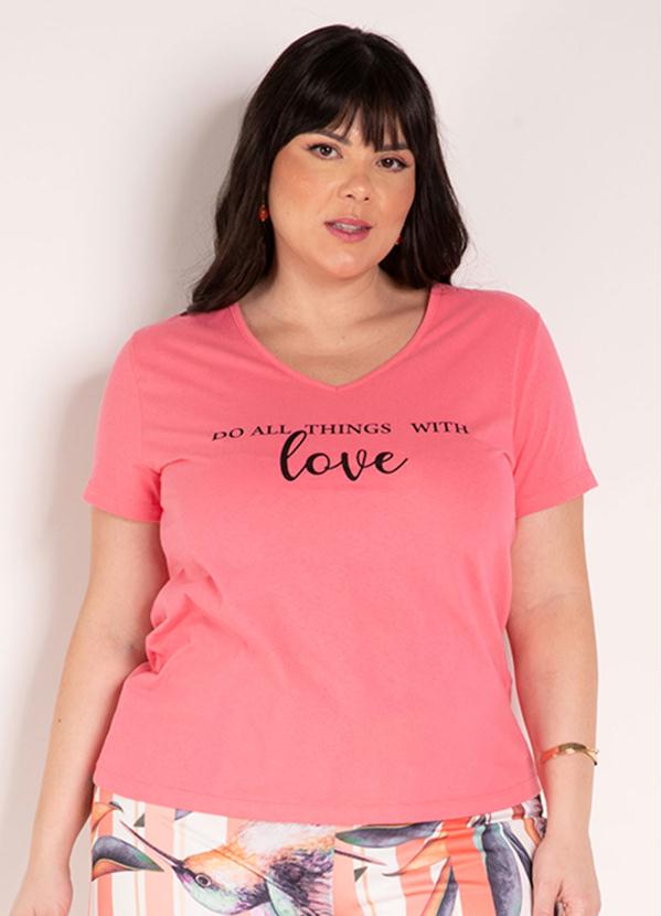 Blusa (Rosa) com Estampa na Frente Plus Size Blusa (Rosa) com Estampa na Frente Plus Size