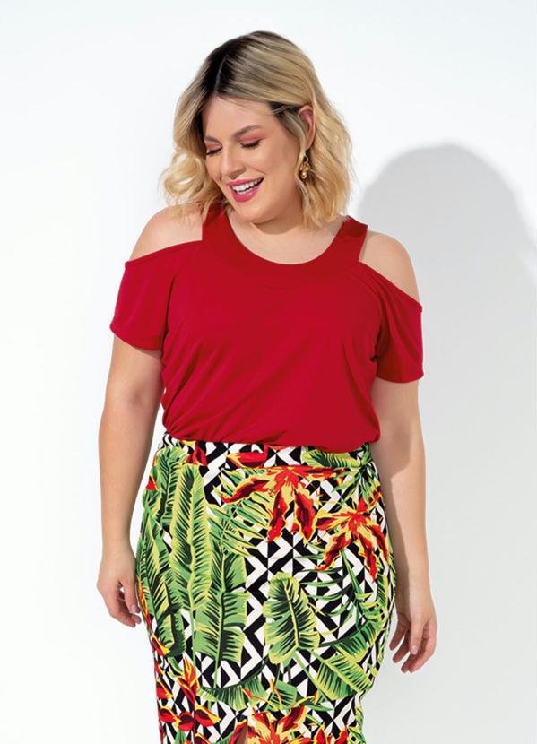 blusa plus size vermelha