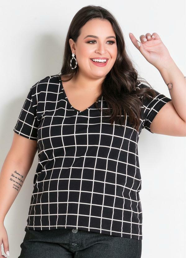 T-Shirt (Xadrez Grid) Plus Size