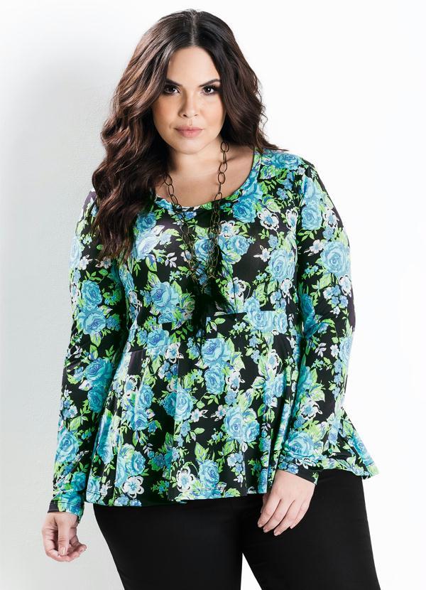 blusas manga comprida plus size