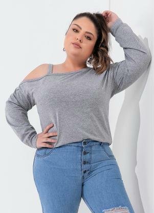 Blusa (Mescla) Assim�trica Plus Size