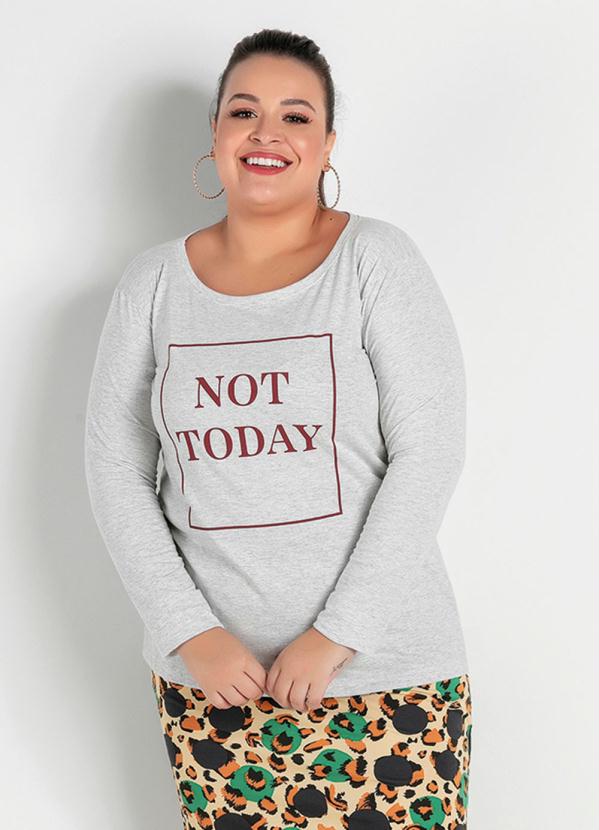 Blusa (Mescla Branca) com Mangas Longas Plus Size