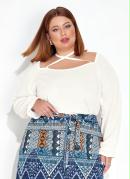 Blusa Off White Amarra��o no Decote Plus Size
