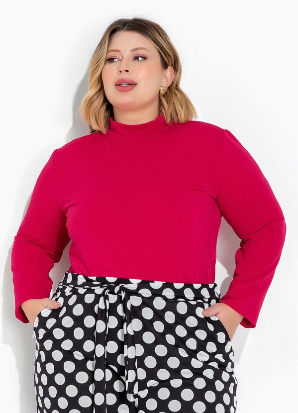 Blusa (Pink) em Malha Anarruga Plus Size