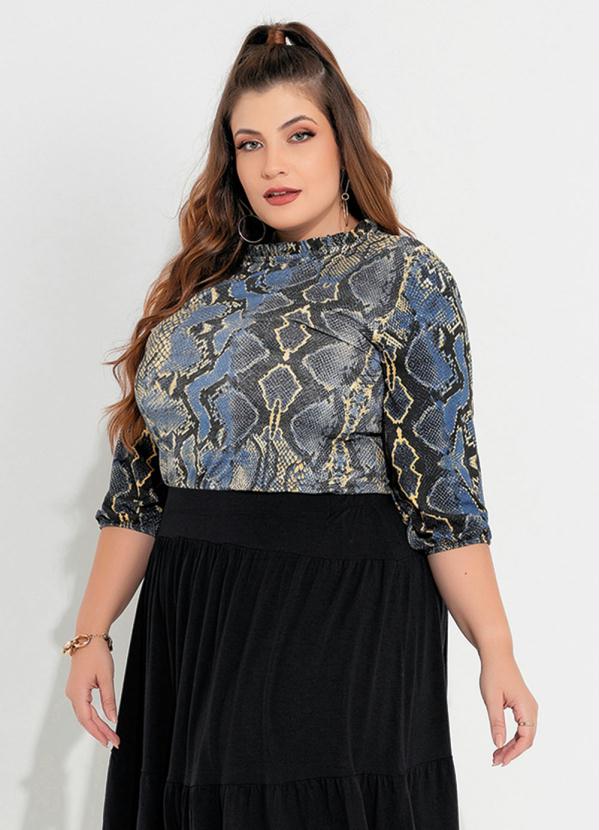 Blusa Plus Size (Cobra Azulada) com Babado