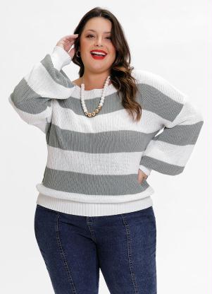 Blusa Plus Size em Tricô (Listrada) Blusa Plus Size em Tricô (Listrada)