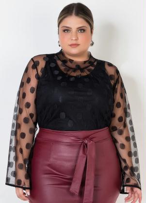 Blusa Plus Size (Preta) com Regata