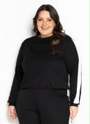 Blusa Preta com Recortes Contrastantes Plus Size