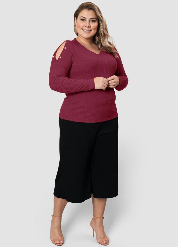 blusa roxa plus size