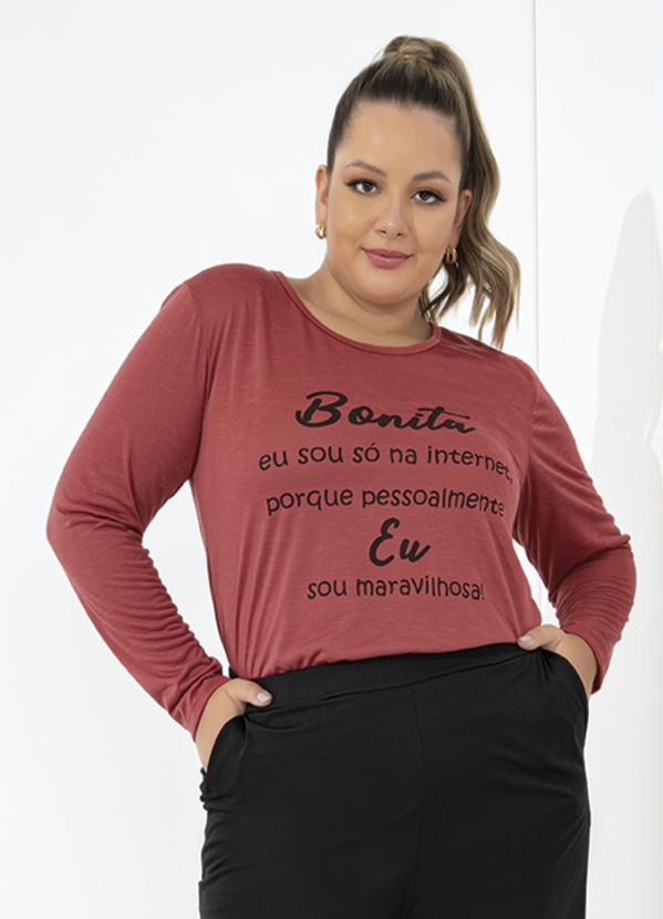 Blusa (Terracota) com Estampa Plus Size Blusa (Terracota) com Estampa Plus Size