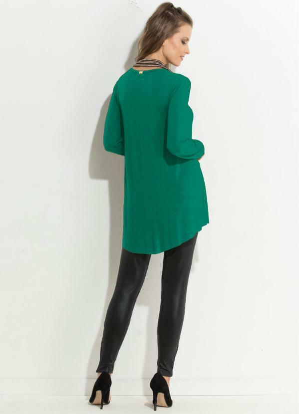 blusa verde manga longa feminina