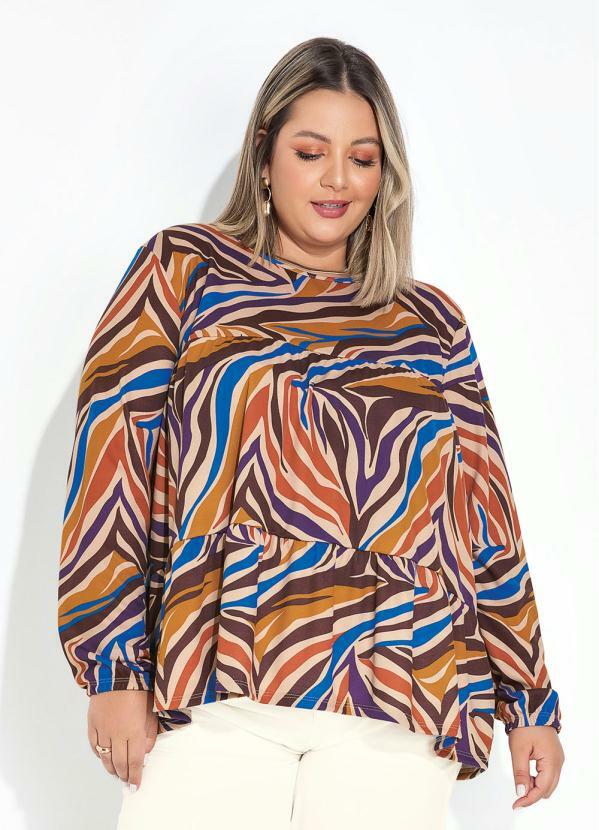 Blusa (Zebra Bege) com Franzidos Plus Size