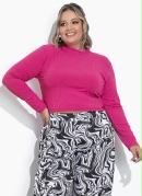 Cropped Rosa Chiclete Ribana Canelada Plus Size