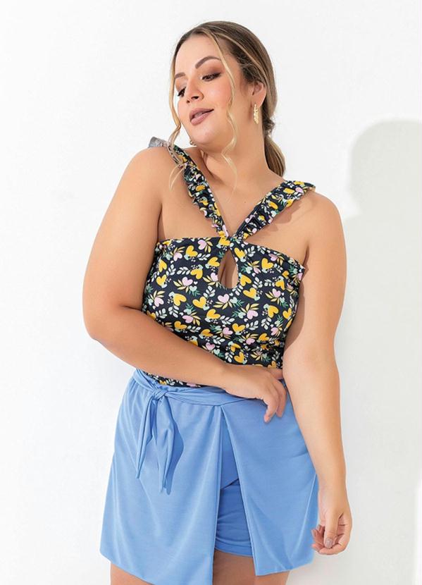 Blusa (Cora��es e Folhas) Decote Vazado Plus Size