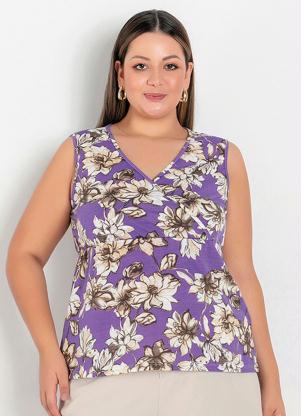 Blusa (Floral) com Transpasse e Peplum Plus Size Blusa (Floral) com Transpasse e Peplum Plus Size